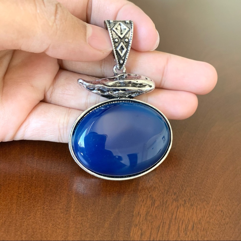 New Retro blue large natural stone Pendant